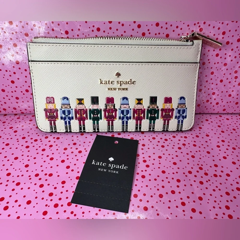 kate spade Oh What Fun! Nutcracker large slim cardholder NWT